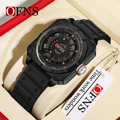 OFNS New 8026 Fashion Men's Watch Creative Cool Trend Large dial Quartz Watch Business Waterproof Men's Watches