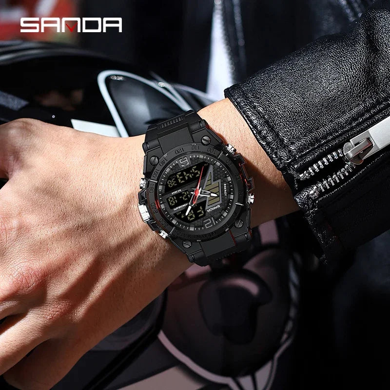 SANDA 6137 2024 Top Brand Men's Watches 5ATM Waterproof Sport Military Wristwatch Quartz Watch for Men Clock Relogio Masculino