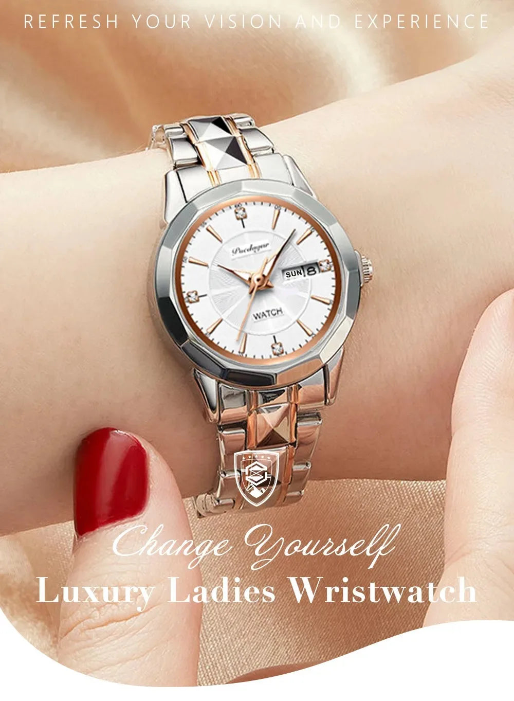 POEDAGAR Exquisite Minimalist Women Watch Luxury Fashion Stain Steel Ladies Waterproof Quartz Wristwatch Rose Gold Female Clock