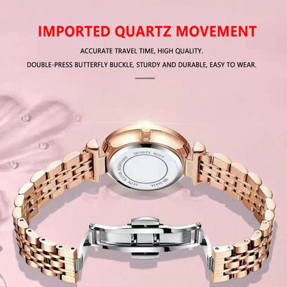 POEDAGAR Women Watch Rose Gold Stainless Steel Mesh Japan Quartz Movement Simple Waterproof Luminous Ladies watch relogio