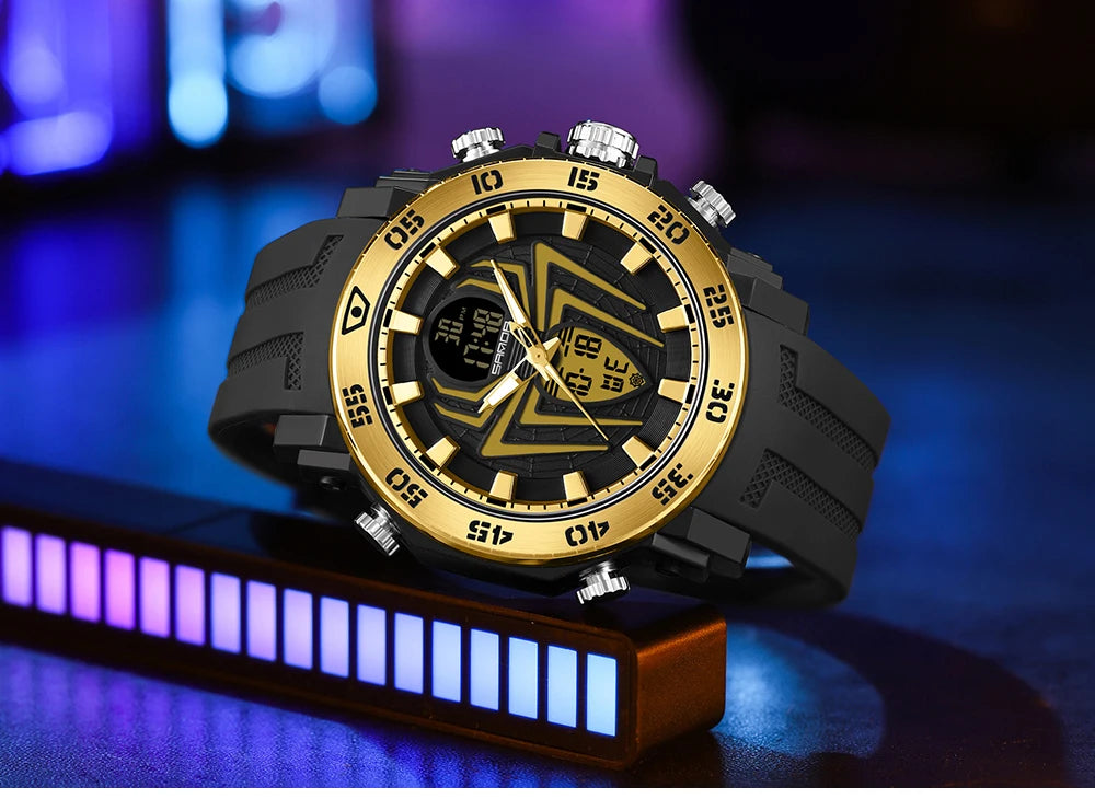 SANDA Men Military Watches Fashion Sport Watch Analog Electronic LED Wristwatches For Man 50M Waterproof Clock Relogio Masculino