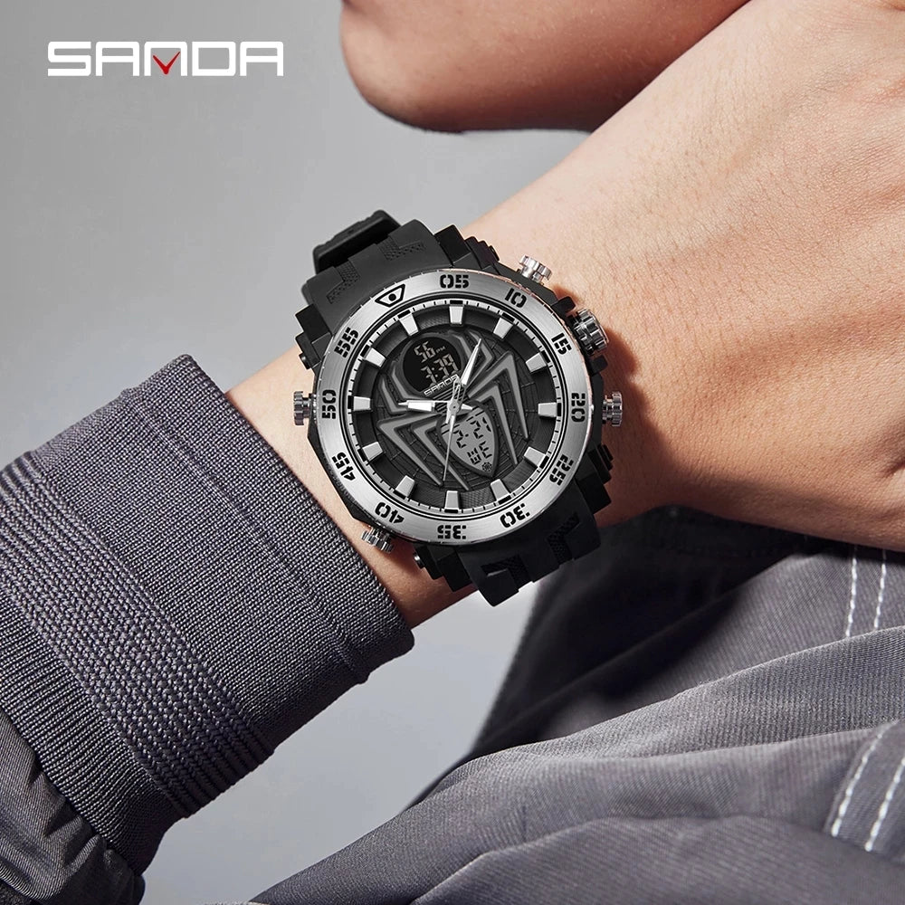 SANDA Men Military Watches Fashion Sport Watch Analog Electronic LED Wristwatches For Man 50M Waterproof Clock Relogio Masculino