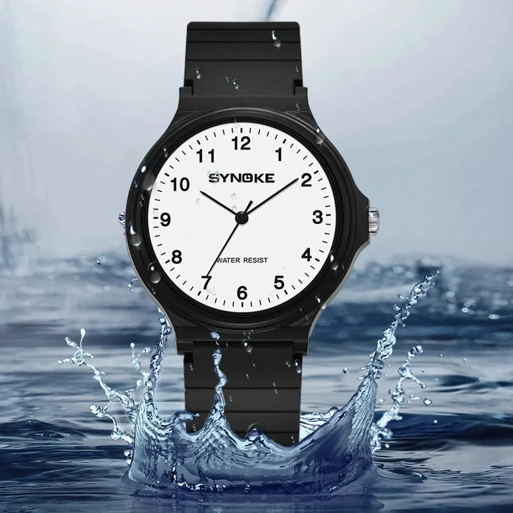 Synoke Student Watch Minimalist Fashion Quartz Watch Men and Girls Waterproof Sports Watch Large Digital Display