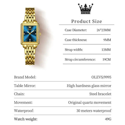 OLEVS Elegant Women's Watch Top Fashion Business Waterproof Stainless Steel Diamond Quartz Watch Luxury Original Women's Watch