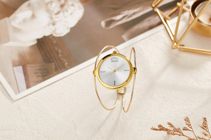 Top Vintage Girls Watch Round Single Wire Bracelet Watch Women's Watch Quartz Wire Bracelet Watch Casual Casual Fashion Watch