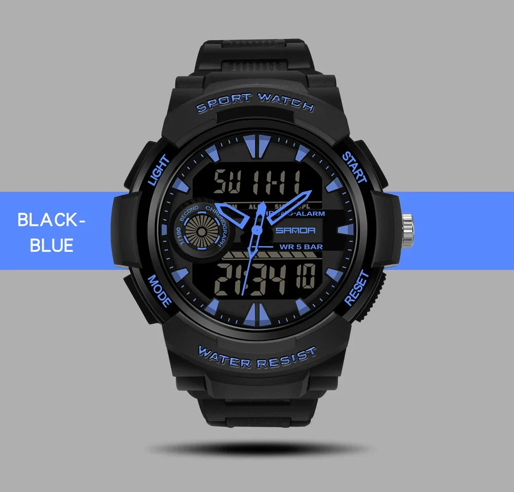 SANDA Digital Watch Men Military Army Sport Quartz Wristwatch Top Brand Luxury LED Waterproof Male Electronic Watches 6002