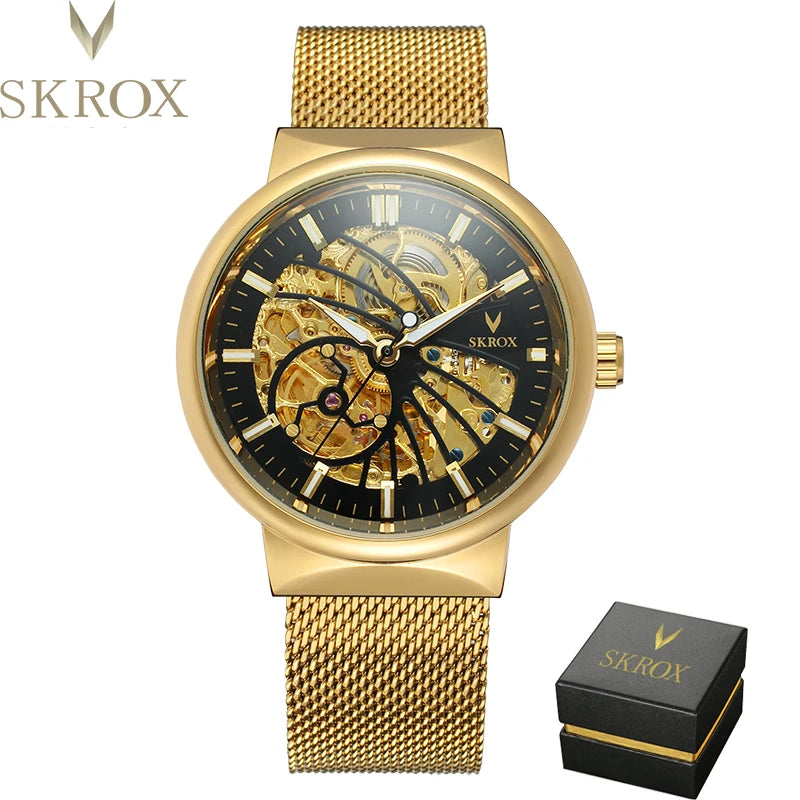 SKROX luminous thin Automatic Movement Man Watch Mechanical Waterproof Wrist Watches Original High-End Luxury Elegant Clockwork