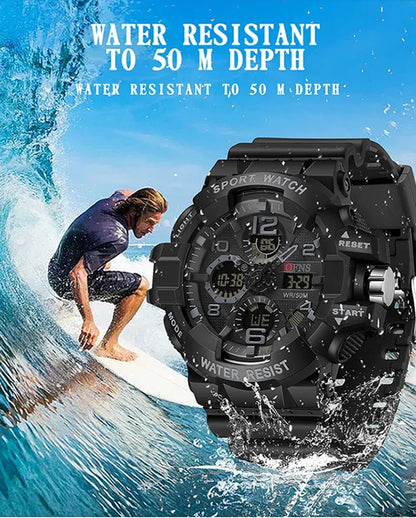 OFNS Top Grade 3168 Fashion Men's Military Multi functional Watch Weekly Sports Belt LED Digital Waterproof Watch Men's Clock