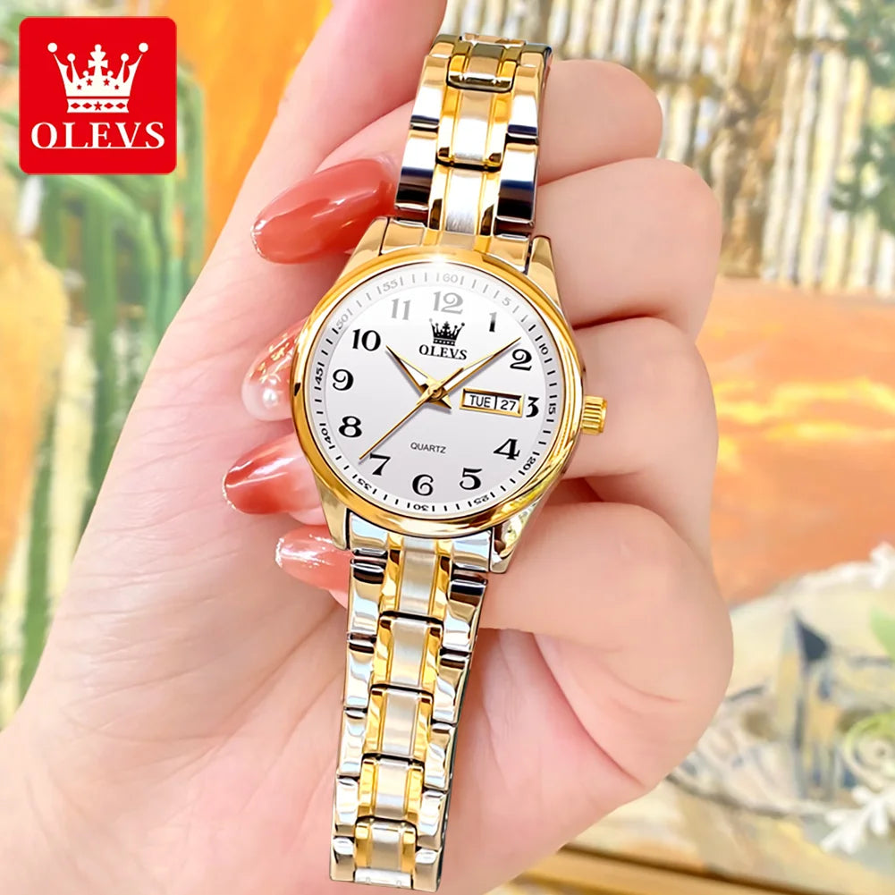 Montre à quartz OLEVS pour femme, montre de luxe, étanche, en acier inoxydable, classique, avec date, numérique, originale, bijoux