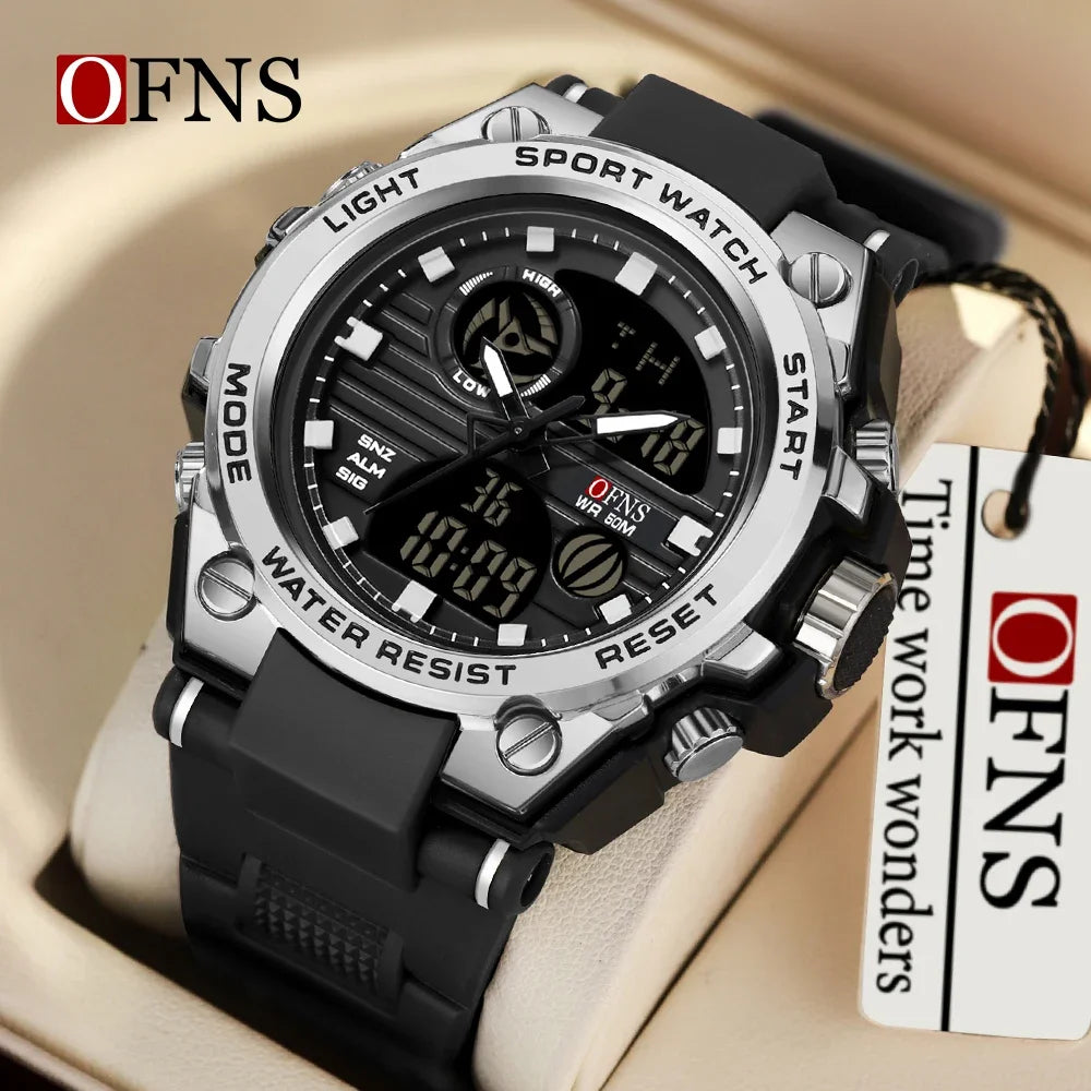 OFNS Top Brand 739 Men's Digital Watch Military Sports Watch Dual Screen Waterproof Quartz Electronic Watch Reno Masculino