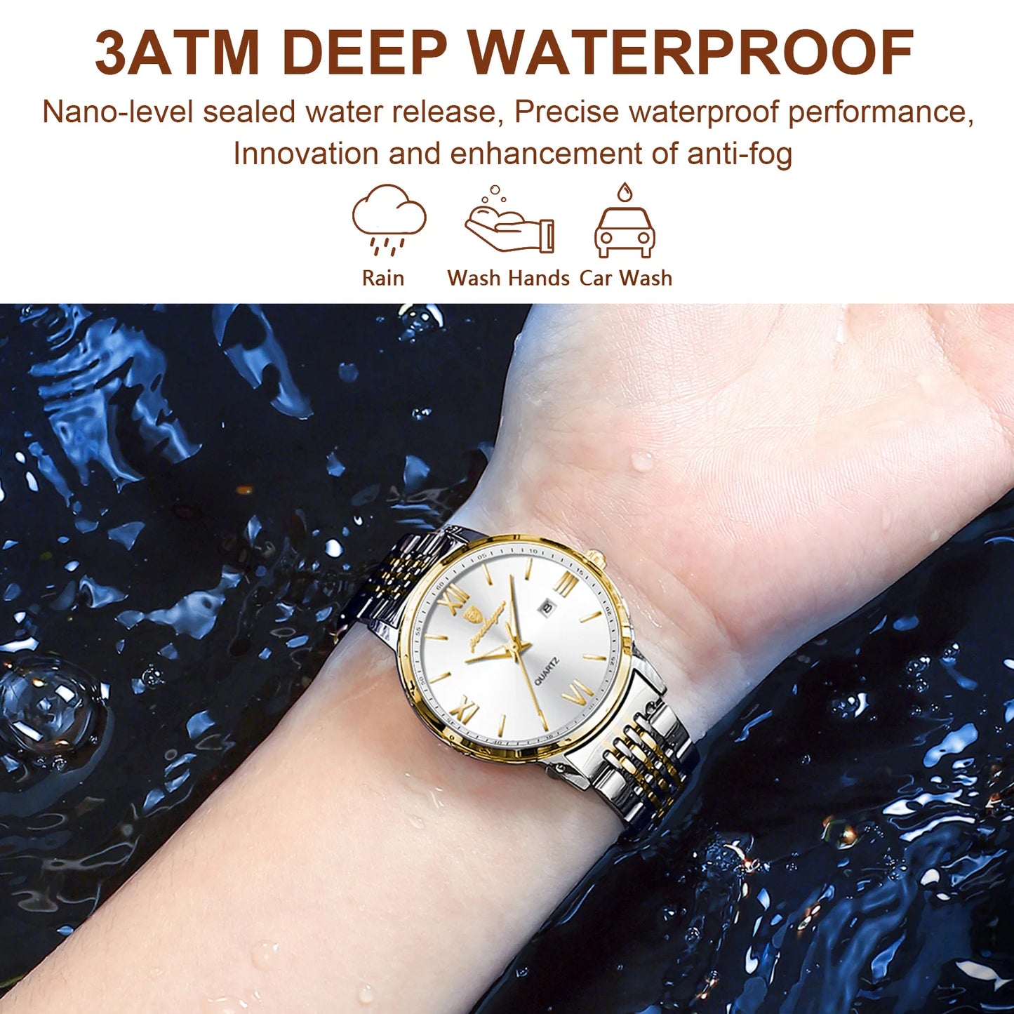 POEDAGAR Ladies Wristwatch Luxury Waterproof Luminous Date Gold Watch For Women Dress Stainless Steel Quartz Women's Watches+Box