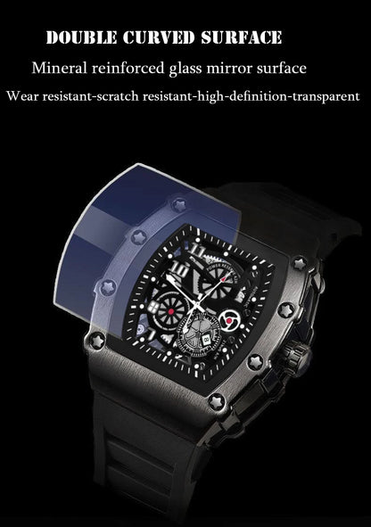 UTHAI Men's Watch Sports Fashion Trend Fully Automatic Quartz Wristwatch Hollow Waterproof Black Warrior Male Clock Watches