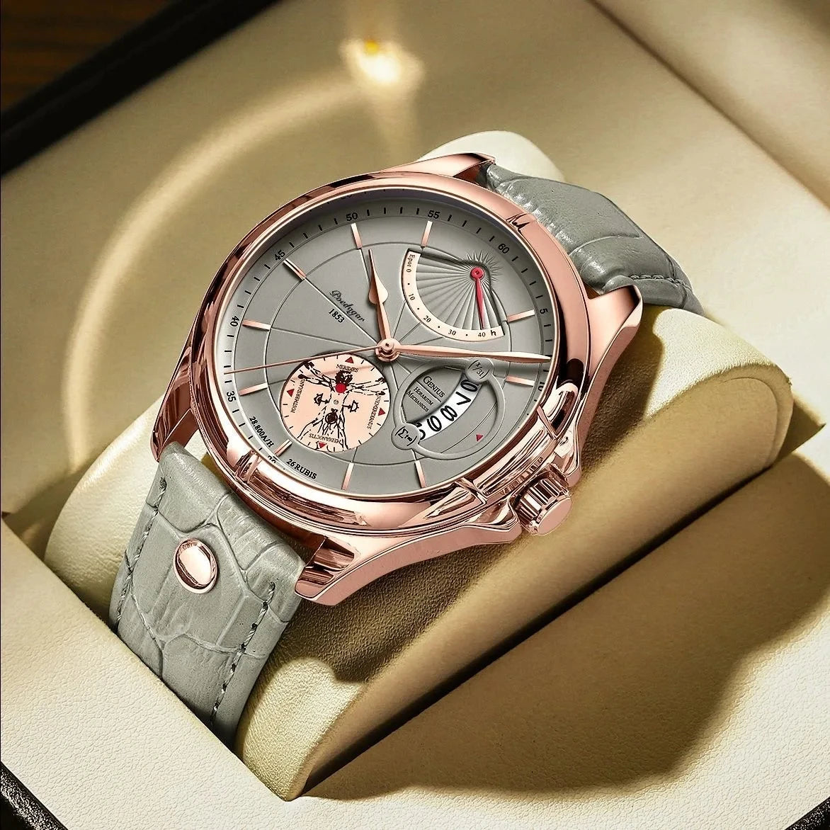 POEDAGAR Luxury Man Wristwatch Business Starry Sky Quartz Men Watch Waterproof Luminous Chronograph Date Men's Watches Leather