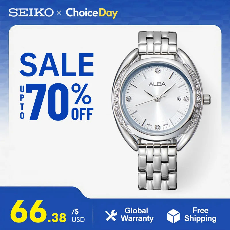 Seiko ALBA Watch For Women Quartz Watches Casual Business Oval Metal Silver 3Bar Waterproof  Watchs