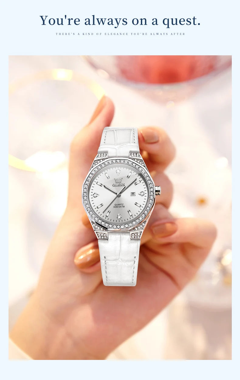 OLEVS Luxury TOP Brand Quartz Watch for Women High Quality Coated Mirror Waterproof Luminous Diamond Ladies Watch Original NEW