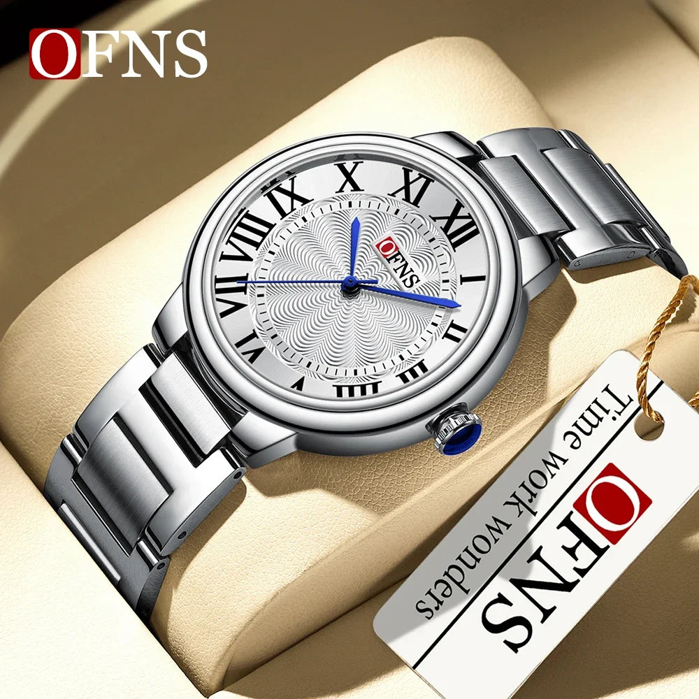 OFNS High end Brand Top 1508 Watch Steel Band Fashion Roman Scale dial Light Luxury Waterproof Women's Quartz Watch 2024