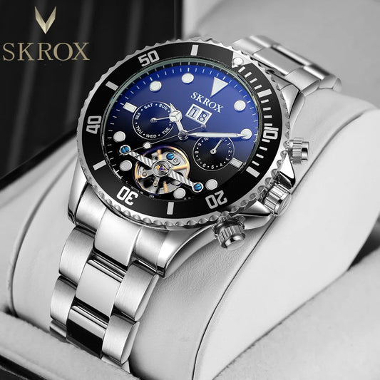 SKROX Luxury Replica Submarine Tourbillon Automatic Man Watch Stainless Steel Vintage Mechanical Waterproof Military Male Wrist