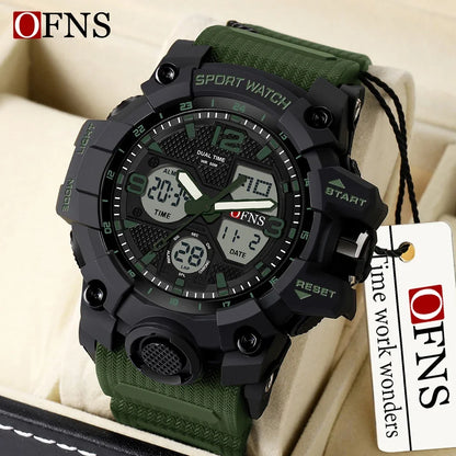 OFNS Top Brand Sports Men's Watches Military Quartz Watch Man Waterproof Wristwatch for Men Clock shock relogios masculino 6030