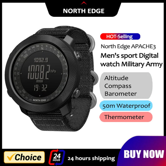 NORTH EDGE Mens Smart Watch Military Army Clock Compass Altimeter Barometer Pedometer Running Digital Smartwatch Waterproof 50m