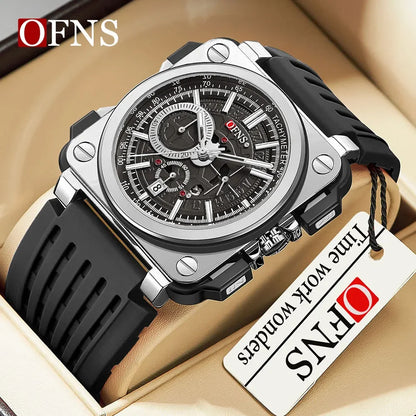 OFNS 1306 New High end Men's Quartz Watch Fashionable and Minimalist Square dial Strip Waterproof Men's Quartz Watch