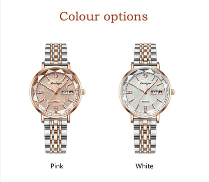 POEDAGAR Women Watch Rose Gold Fashion Quartz Watches Top Brand Luxury Ladies Wristwatch Waterproof Date Week Girlfriend Gift