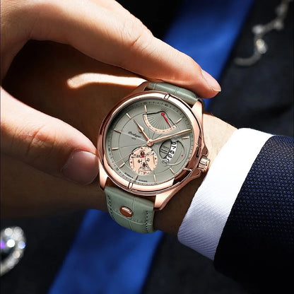 POEDAGAR Luxury Man Wristwatch Business Starry Sky Quartz Men Watch Waterproof Luminous Chronograph Date Men's Watches Leather