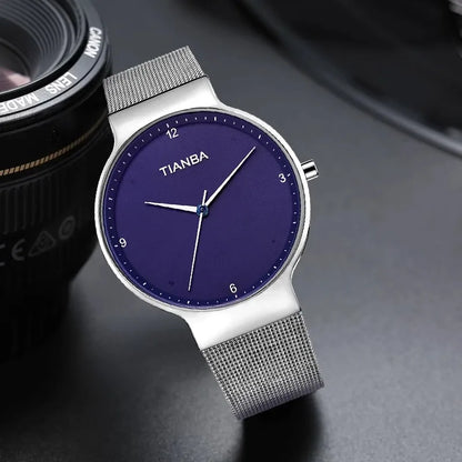 TIANBA Solar Energy Watch Men Quartz Watches Waterproof Fashion Leisure Stainless Steel watchs