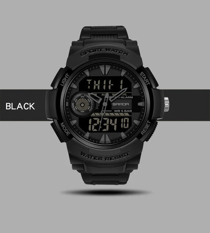 SANDA Digital Watch Men Military Army Sport Quartz Wristwatch Top Brand Luxury LED Waterproof Male Electronic Watches 6002