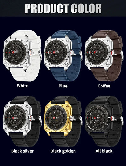 OFNS New 8026 Fashion Men's Watch Creative Cool Trend Large dial Quartz Watch Business Waterproof Men's Watches