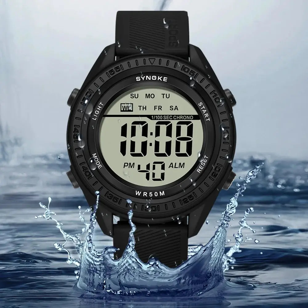 SYNOKE Watch Outdoor Sports Multifunctional Waterproof Shock Resistant Large Screen Display Luminous LED Digital Watch For Men