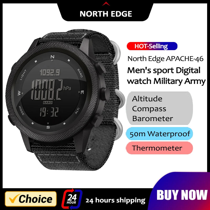 NORTH EDGE Smart Watch For Men Altimeter Barometer Thermometer Compass Military Digital Clock Outdoor Smartwatch Waterproof 50m