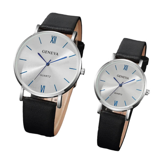 COUPLE'S FASHION QUARTZ WATCHES WITH LEATHER BAND