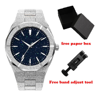 Luxury Brand PR Style Glitter Star Dust Dial Minimalist Frosted Men Quartz Watch