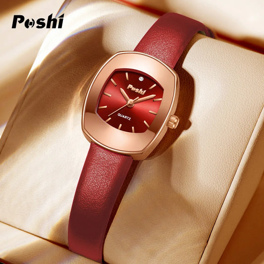 POSHI Original Quartz Watch for Women Fashion Casual Ladies Wristwatch Leather Strap Women's Watches Gift reloj para mujer