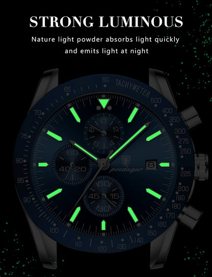 POEDAGAR Luxury Men Watch High Quality Fashion Chronograph Waterproof Luminous Date Stainless Steel Quartz Watch Man Clock Reloj