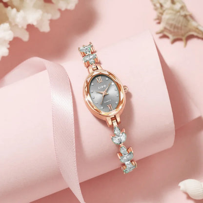 UTHAI V22 Women's Watches Light Luxury Diamond Inlaid Female Watch Waterproof Oval Ladies Fashion Quartz Bracelet Wristwatch