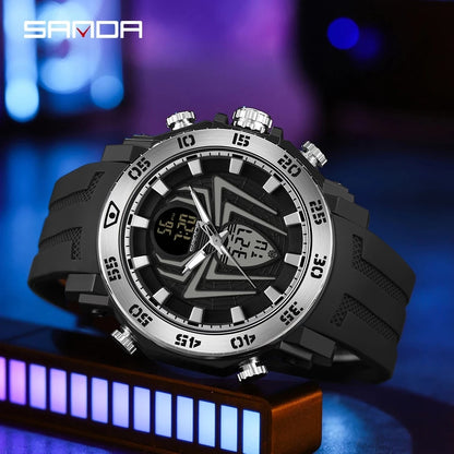 SANDA Men Military Watches Fashion Sport Watch Analog Electronic LED Wristwatches For Man 50M Waterproof Clock Relogio Masculino