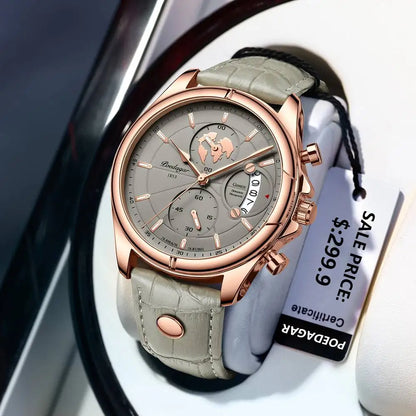 POEDAGAR Luxury Casual Sport Watch Top Brand Creative Chronograph Leather Strap Date Waterproof Men's Watches Relogio Masculino