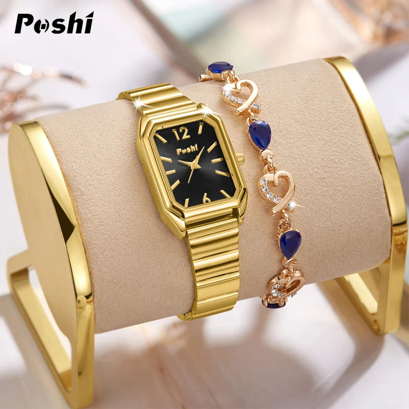 POSHI Elegant Womens Wristwatch Luxury Quartz Watch Fashion Casual Simple Dial Business Ladies Bracelet Waterproof Free Shipping