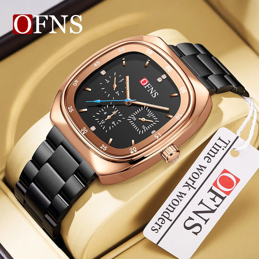 OFNS Top Brand 1511 Trendy Square Quartz Men's and Women's Watches Casual Fashion Youth Quartz Watches Simple Men's Watches