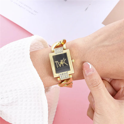 UTHAI W30 Women's Square Diamond Inlaid Light Luxury Small Fashion Quartz Watches Metal Female's Bracelet Watch Girls' Clock