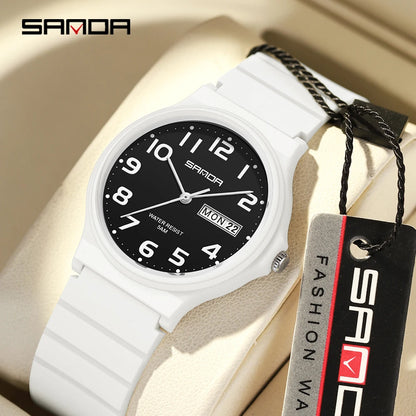 Sanda New 9072 Children's Dual Calendar Electronic Quartz Watch Outdoor Waterproof Simple Male and Female Student Couple Watches