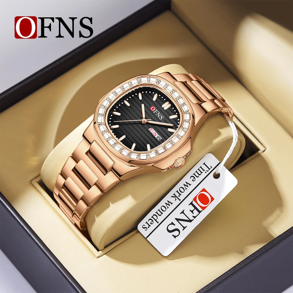 OFNS Brand 1522 Top Class Men's Quartz Watch Stone Glow Calendar Waterproof Business Fashion Trend Men's Watches