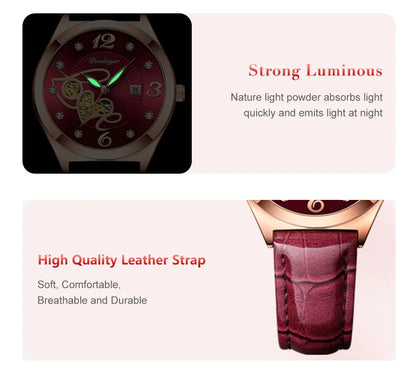 POEDAGAR Fashion Quartz Watch Female Luxury Elegant Casual Clock Waterproof Luminous Date Leather Women Watch Montre Femme gift