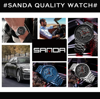 Sanda 1139 Leisure Fashion Trend Quartz Men's Watch Steel/Mesh Strap Business Simple Waterproof Watch