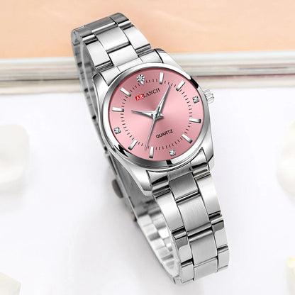 Luxury Women's Watch 29mm Fashionable Stainless Steel Rhinestone Pink Minimalist Girl Clock Outdoor Travel Women Wrist Watches