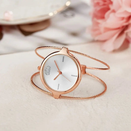 Top Vintage Girls Watch Round Single Wire Bracelet Watch Women's Watch Quartz Wire Bracelet Watch Casual Casual Fashion Watch