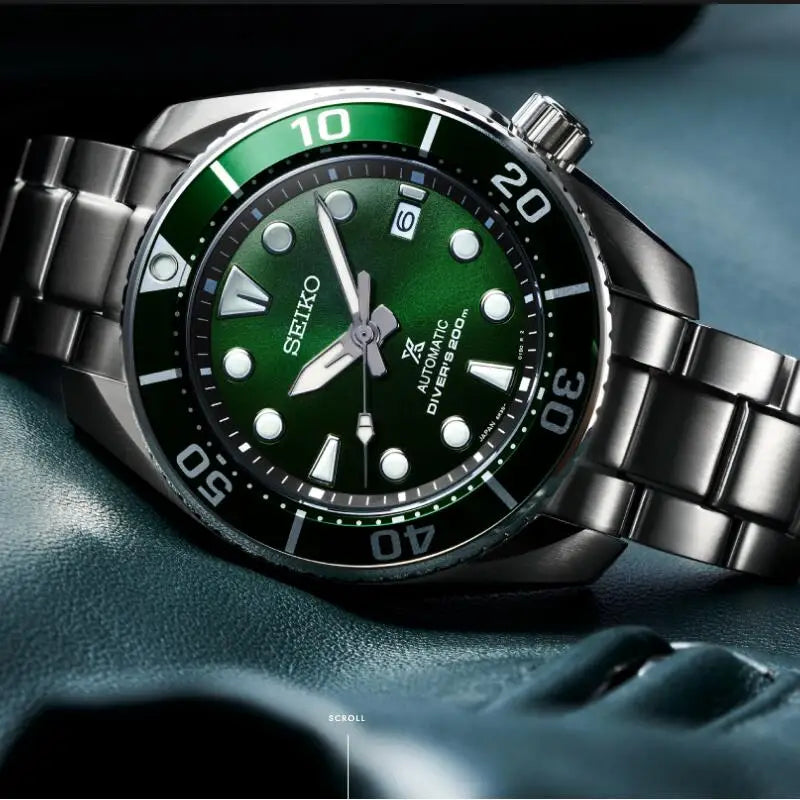 Seiko Prospex 3rd Gen"Sumo" Diver's 200m Automatic Green Dial Sapphire Glass Watch SPB103J1