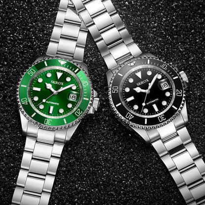 Luxury Brand Replica Green Dial Submarine Diver Luminous Sapphire Stainless Steel Automatic Movement Military Men Wrist Watches