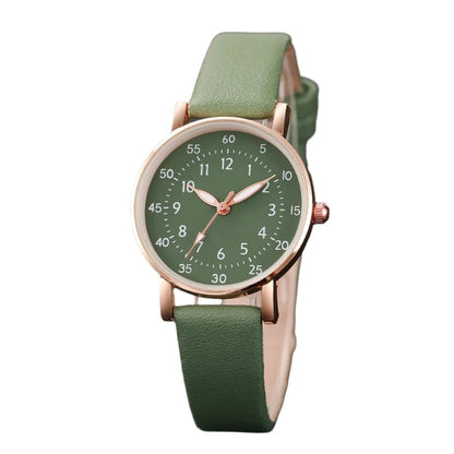 Montre à quartz pour femme avec cadran arabe et bracelet en cuir, lot de 2 pièces, bracelet à fleurs